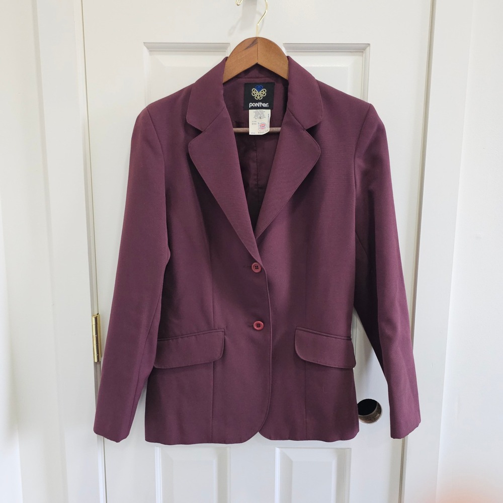 Vintage Panther Burgundy Blazer Union Made USA Size 9/10 Plum Modern Size 2/4